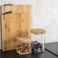 ESTIA ΔΟΧΕΙΟ ΑΠΟΘΗΚΕΥΣΗΣ BAMBOO ESSENTIALS 950ml ΓΥΑΛΙΝΟ ΜΕ ΚΑΠΑΚΙ