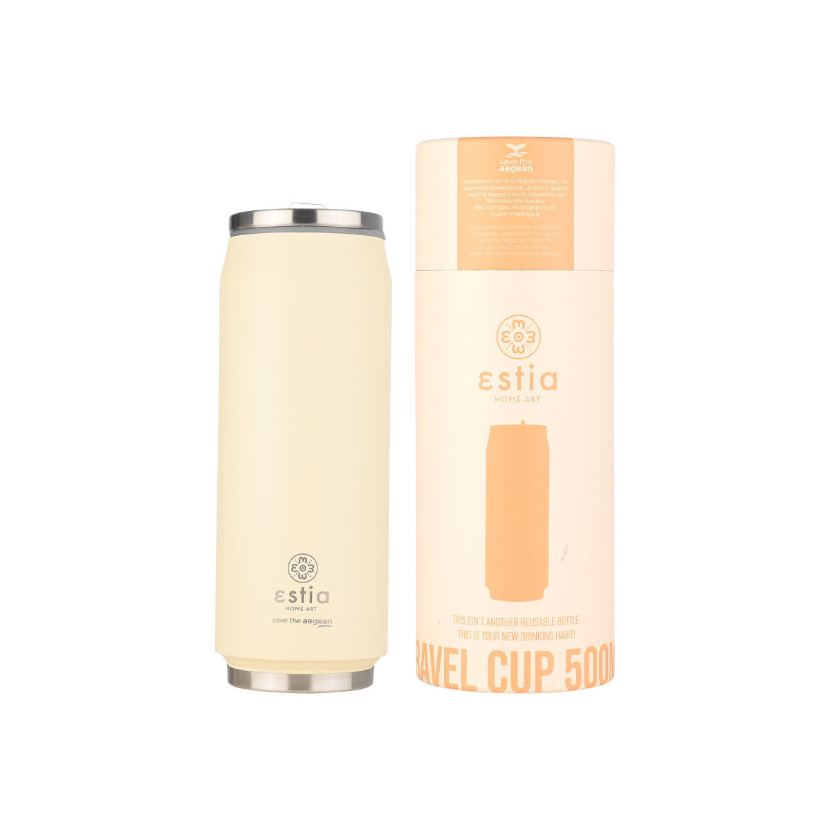 ESTIA ΘΕΡΜΟΣ TRAVEL CUP SAVE THE AEGEAN 500ml LILY WHITE