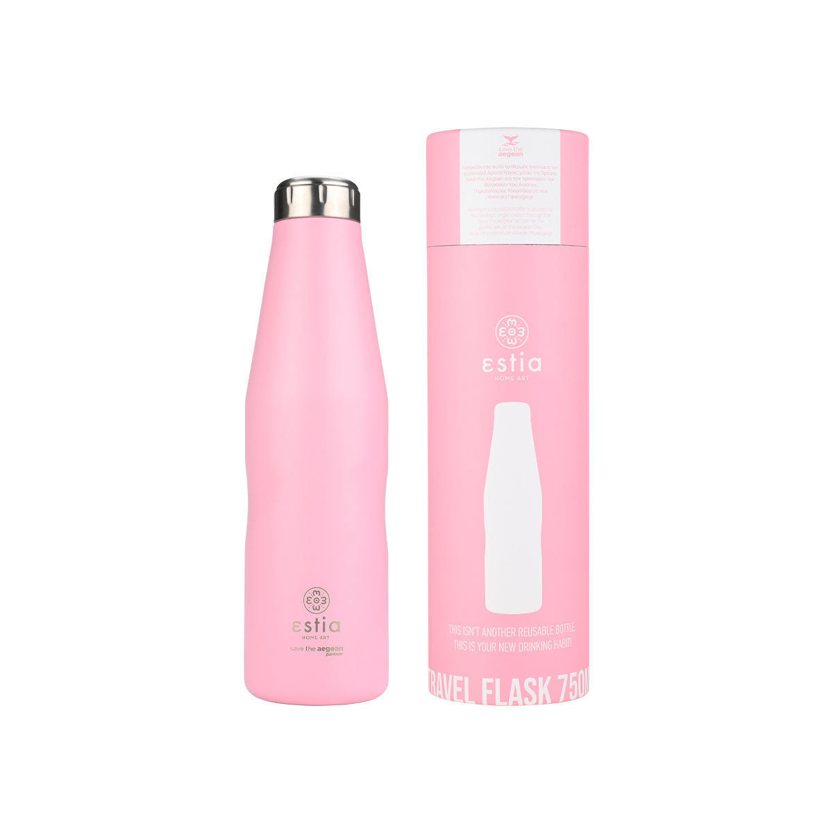 ESTIA ΘΕΡΜΟΣ TRAVEL FLASK SAVE THE AEGEAN 750ml BLOSSOM ROSE