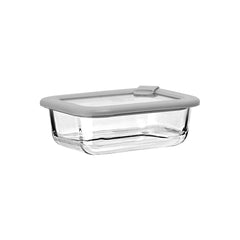 ESTIA ΦΑΓΗΤΟΔΟΧΕΙΟ COLORSEAL ΓΥΑΛΙΝΟ 370ml 16.3x12.3x6.2cm ΜΕ ΚΑΠΑΚΙ ΣΙΛΙΚΟΝΗΣ ΓΚΡΙ