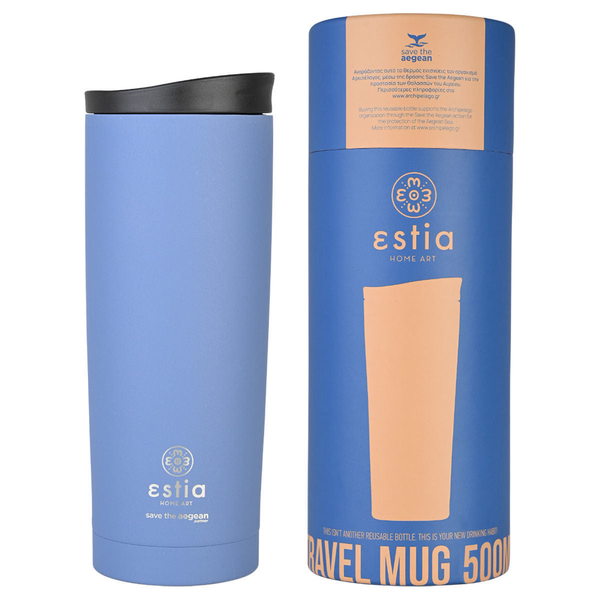 ΘΕΡΜΟΣ TRAVEL MUG SAVE THE AEGEAN 500ml DENIM BLUE