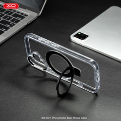XO K31 iP16 6.1" TPU+Ακρυλική Μαγνητική Θήκη Τηλεφώνου Μαύρο