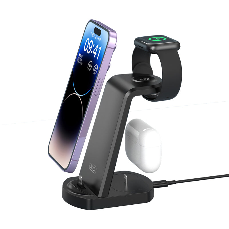 WX035 Ασύρματος Φορτιστής 3 σε 1 με Πολλαπλές Λειτουργίες Μαύρο