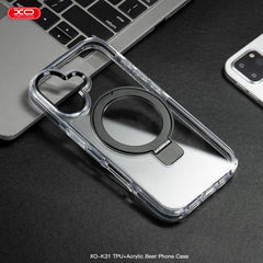 XO K31 iP16 6.1" TPU+Ακρυλική Μαγνητική Θήκη Τηλεφώνου Μαύρο