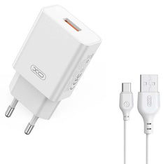 XO L127 USB-A QC18W Φορτιστής Ταχείας Φόρτισης με Type-C Καλώδιο