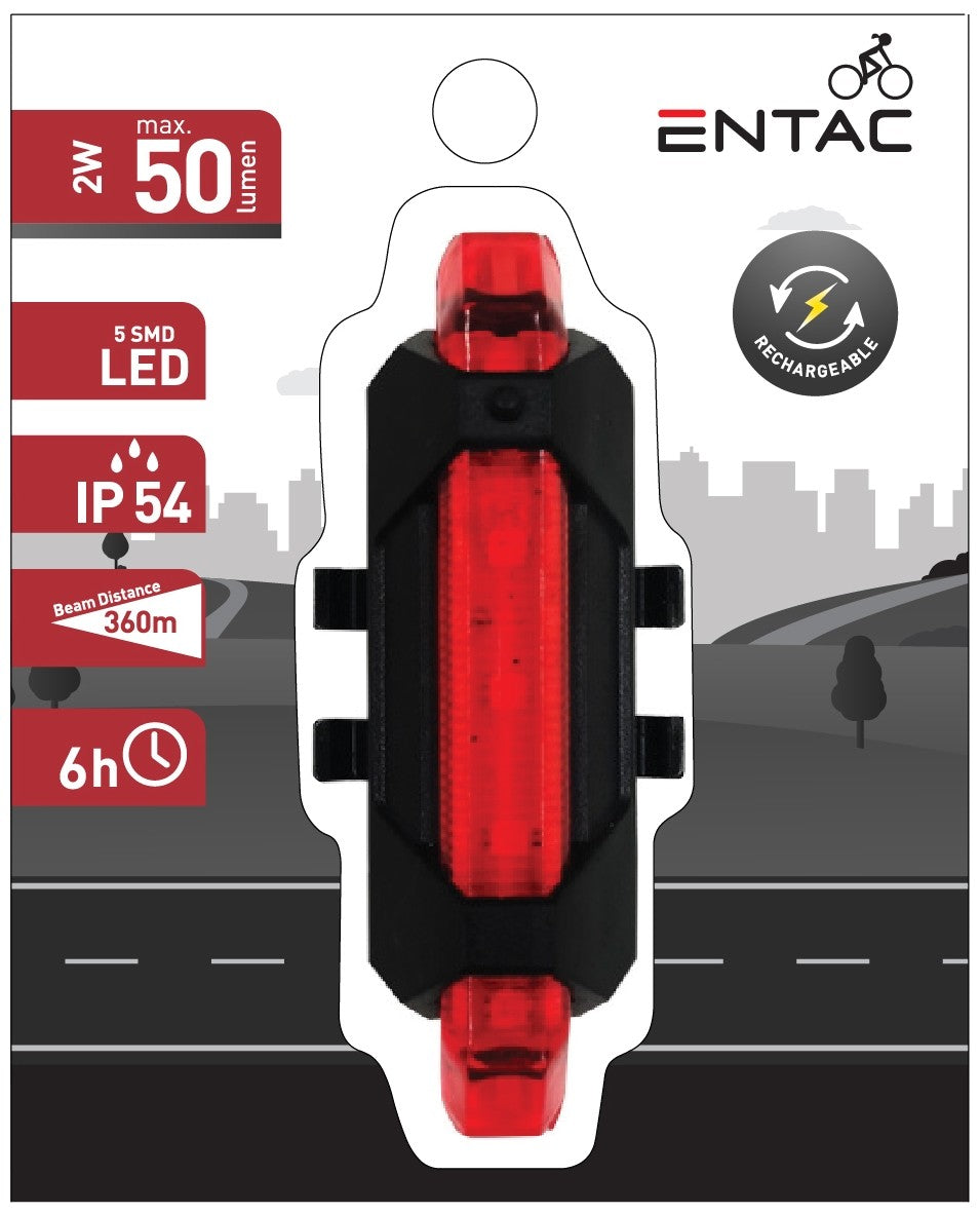 Entac Φως Ποδηλάτου Πλαστικό 2W Κόκκινο