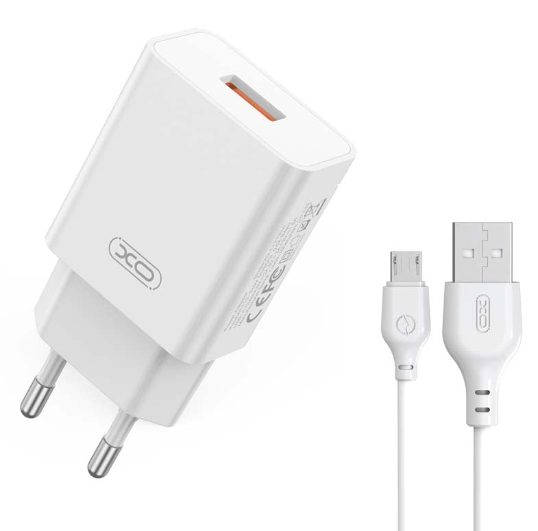 XO L127 USB-A QC18W Φορτιστής Ταχείας Φόρτισης με Micro Καλώδιο