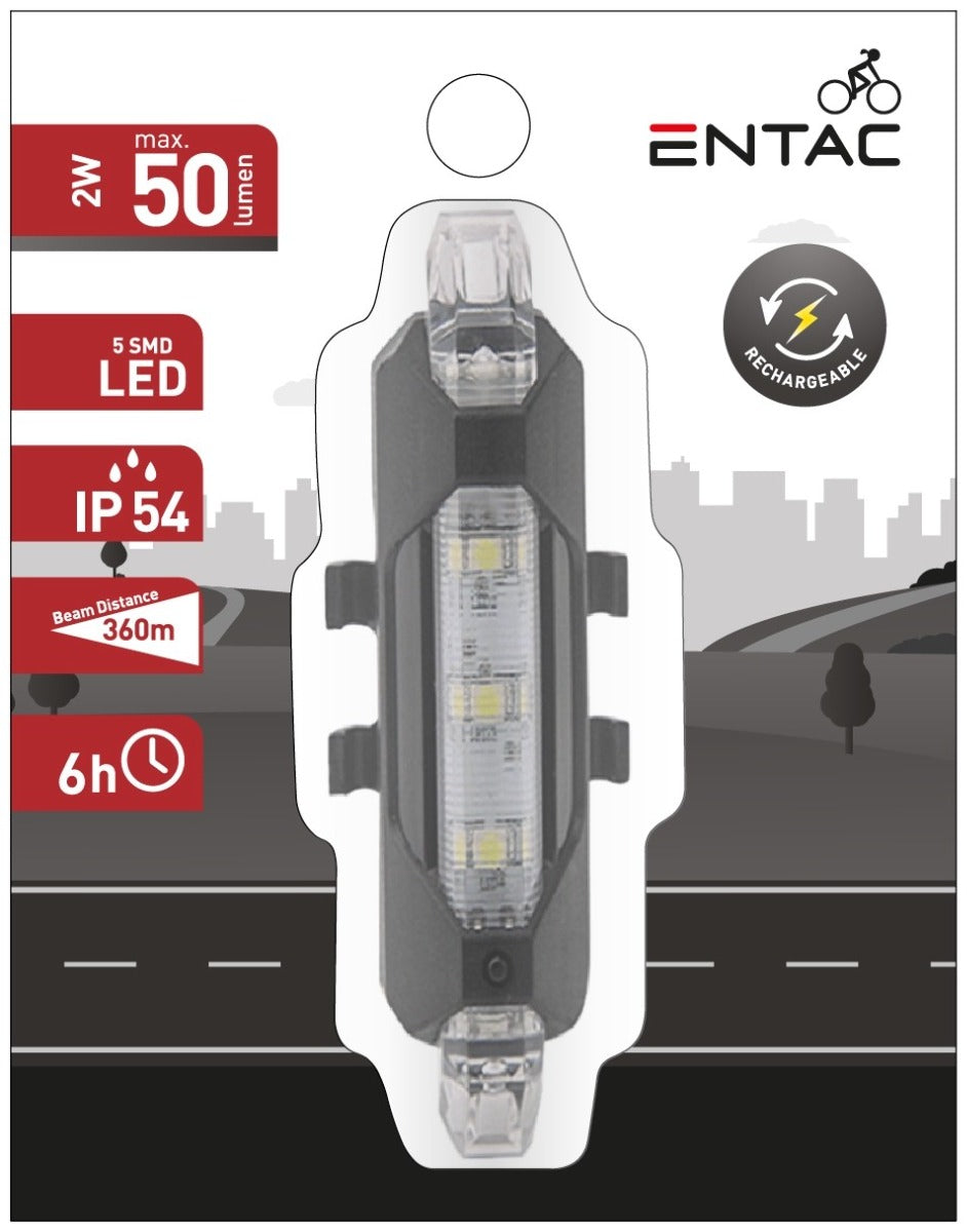 Entac Φως Ποδηλάτου Πλαστικό 2W Άσπρο