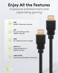 Goobay Καλώδιο HDMI Ethernet Υψηλής Ταχύτητας 4K/60Hz 18Gbit/s Μαύρο 1,5m 80102