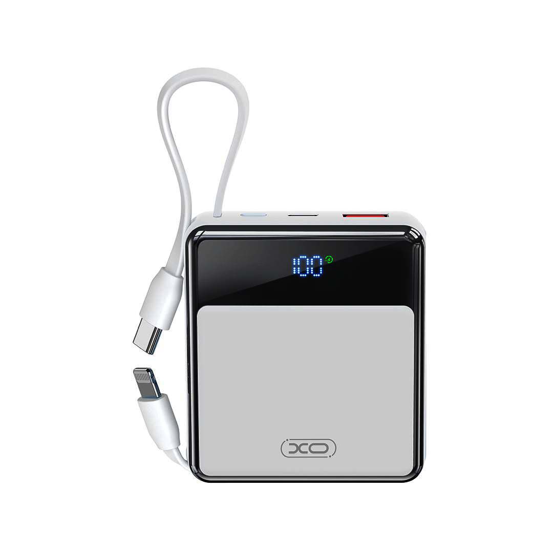 XO PR224 mini Power Bank Γρήγορης Φόρτισης με Ψηφιακή Οθόνη 10000mAh (Λευκό)