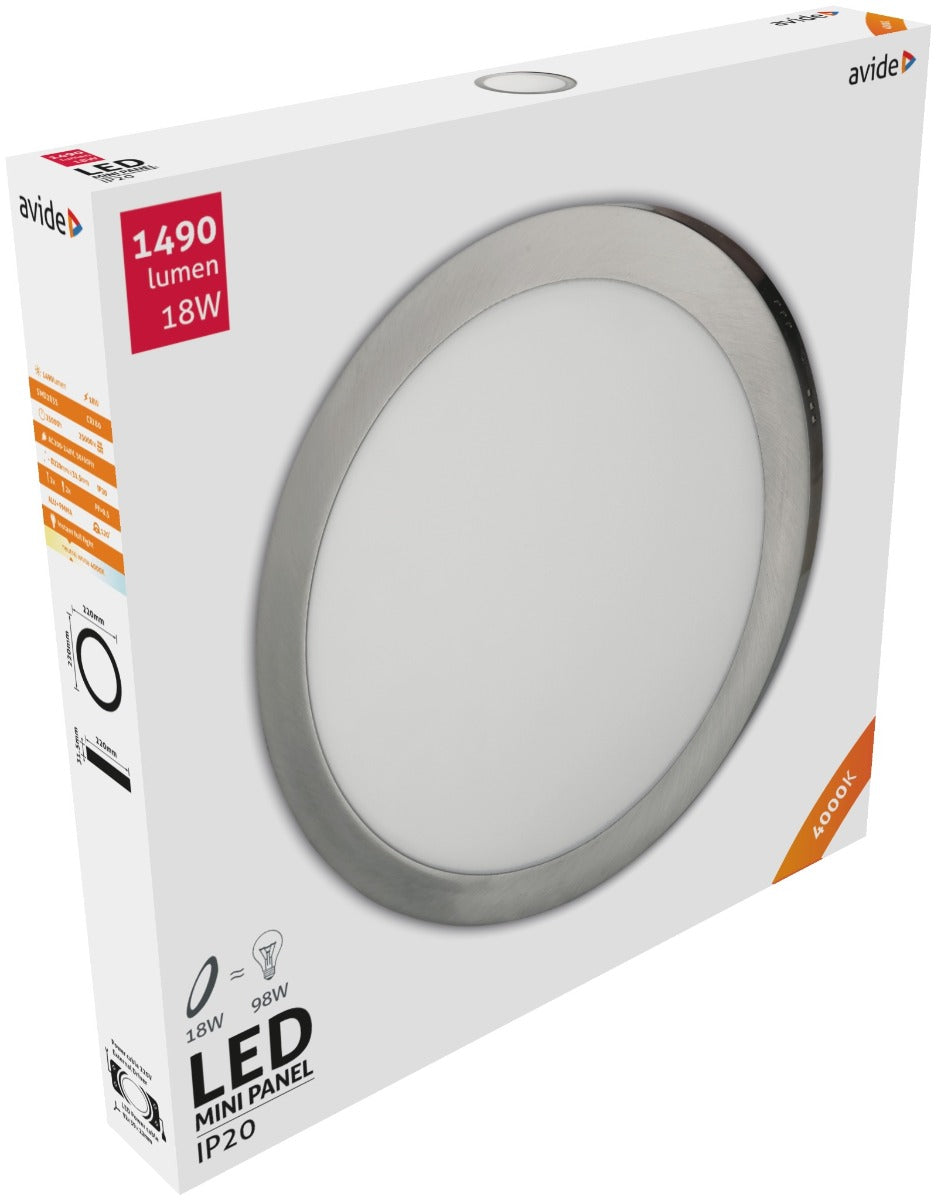 Avide LED Πλαφονιέρα Οροφής Στρογγυλή από Αλουμίνιο Σατέν Νίκελ 18W Λευκό 4000K