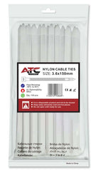 ATC Δεματικά 3.6x150mm Νάιλον Λευκά 100τμχ Σακουλάκι