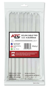 ATC Δεματικά 4.8x300mm Νάιλον Λευκά 100τμχ Σακουλάκι