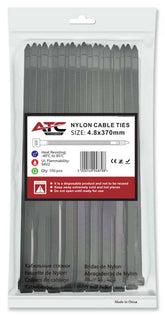 ATC Δεματικά 4.8x370mm Νάιλον Μαύρα 100τμχ Σακουλάκι