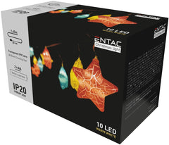 Entac Χριστουγεννιάτικα Λαμπάκια Εσωτερικά 10 LED Ραγισμένα Αστέρια Θερμό 1,65μ (2xAA Δεν περιλαμβ.)