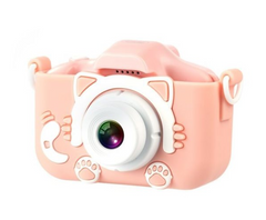 XO XJ01 Παιδική Φωτογραφική Μηχανή με Διπλό Φακό και Θήκη Σιλικόνης (Ροζ)