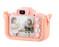 XO XJ01 Παιδική Φωτογραφική Μηχανή με Διπλό Φακό και Θήκη Σιλικόνης (Ροζ)