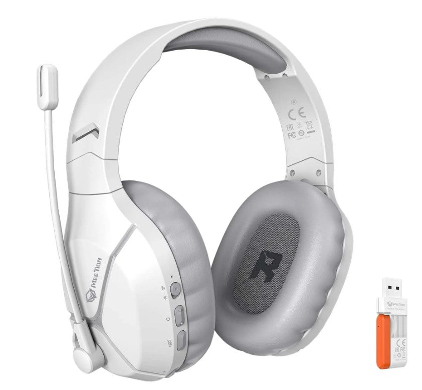 Meetion BTH011 Ασύρματα Gaming Ακουστικά Κεφαλής 2.4G Bluetooth Λευκά