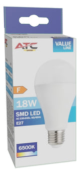 ATC SMD LED Λαμπτήρας A65 230V 18W/1850LM E27 6500K