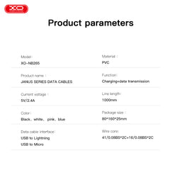 XO NB265 Μινιμαλιστικό Καλώδιο Lightning Μπλε