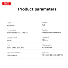 XO NB265 Μινιμαλιστικό Καλώδιο Type-C Λευκό