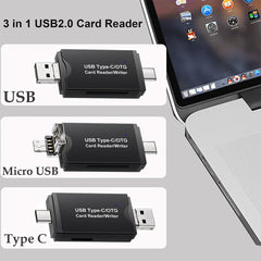Card Reader 4 σε 1 Micro+2.0 A & Type C & Lightning