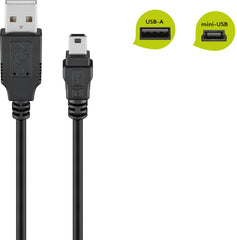 Goobay Essential Mini USB Καλώδιο Συγχρονισμού & Φόρτισης Μαύρο 1μ