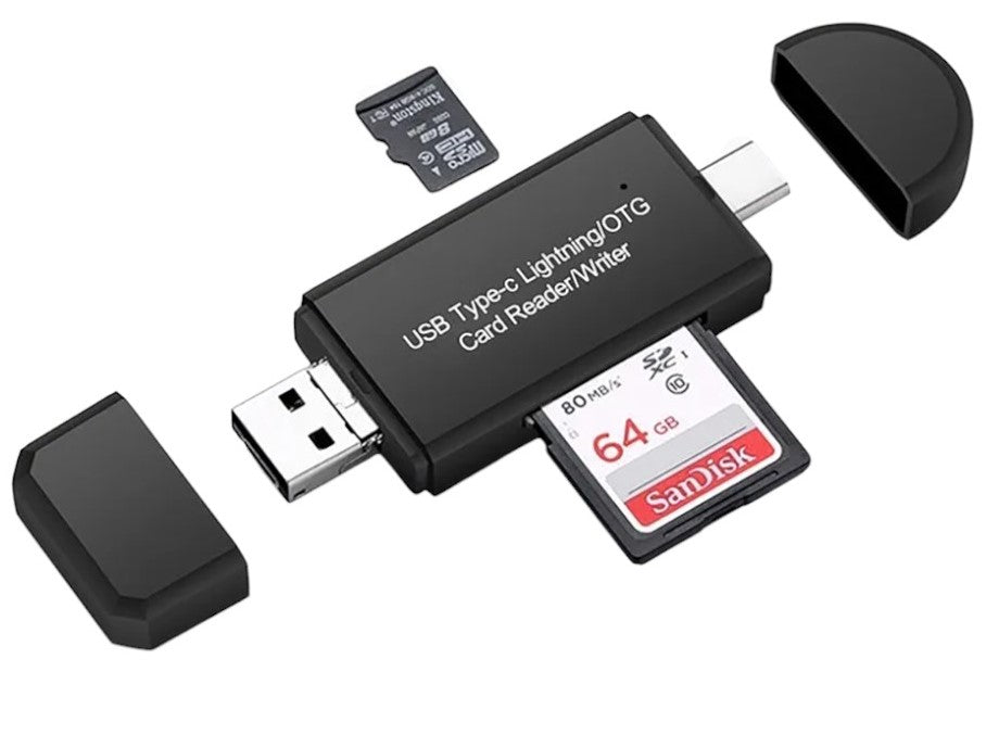 Card Reader 4 σε 1 Micro+2.0 A & Type C & Lightning