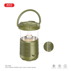 XO F49 Διπλό Ηχείο Speaker & Φως Camping (Πράσινο)