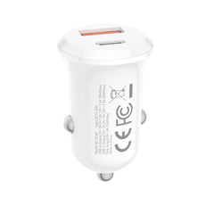XO CC69 Μικρός Smart Φορτιστής Αυτοκινήτου USB-A & Type-C 30W Λευκός