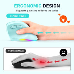 Meetion MT-BTM010R Δεξί Εργονομικό Ασύρματο Ποντίκι Πράσινο
