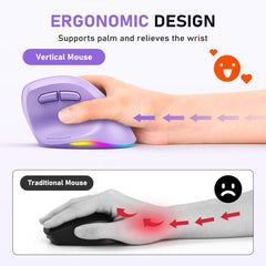 MT-BTM010L Αριστερό Εργονομικό Ασύρματο Ποντίκι Μωβ