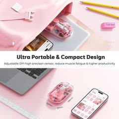 Meetion MT-BTM005 Ασύρματο Ποντίκι Ροζ