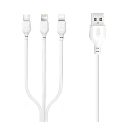 XO NB103 Καλώδιο USB 3 σε 1 2.0A Λευκό