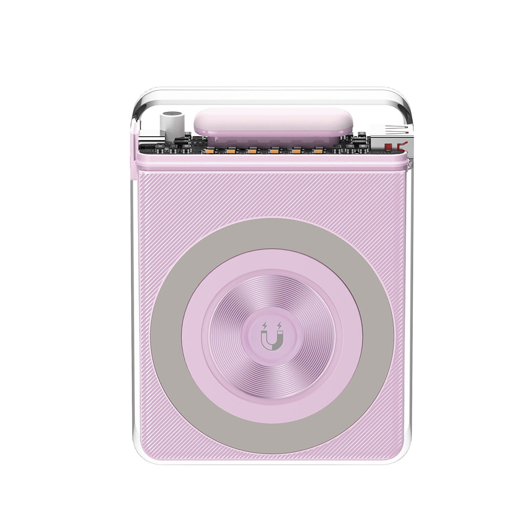 XO PR226 Mini Μαγνητικό Power Bank Γρήγορης Φόρτισης με Διαφάνεια και Φωτεινή Ένδειξη 10000mAh (Μωβ)