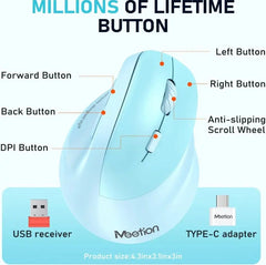 Meetion MT-BTM010R Ασύρματο Ποντίκι Δεξί Εργονομικό Μπλε