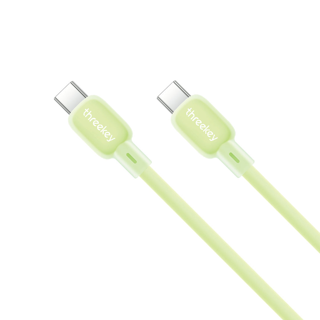 ThreeKey TK-NB09 Καλώδιο Σιλικόνης Type-C σε Type-C 60W Πράσινο