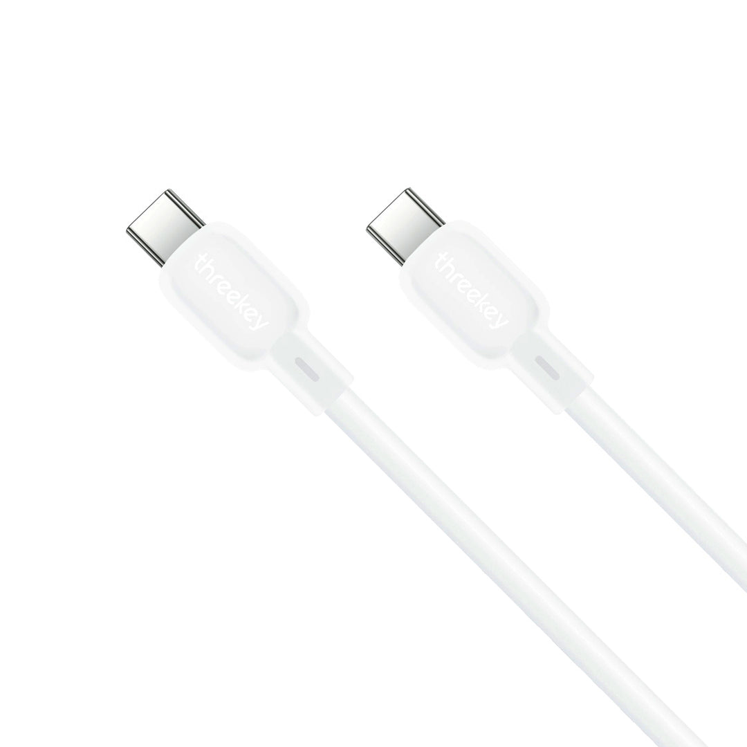 ThreeKey TK-NB09 Καλώδιo Σιλικόνης Type-C σε Type-C 60W Λευκό