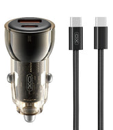 XO CC60 Smart Διαφανής Φορτιστής Αυτοκινήτου A30+C30 60W & Type-C Καφέ