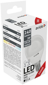 Avide Λάμπα LED Σφαιρική 3W E14 Θερμό 3000K Value