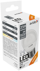 Avide Λάμπα LED Σφαιρική 3W E27 Λευκό 4000K Value