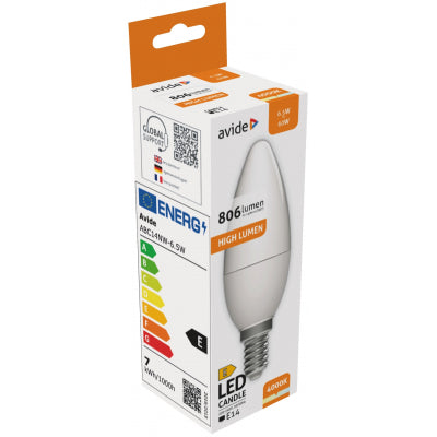 Avide Λάμπα LED Κερί 6.5W E14 Λευκό 4000K High Lumen