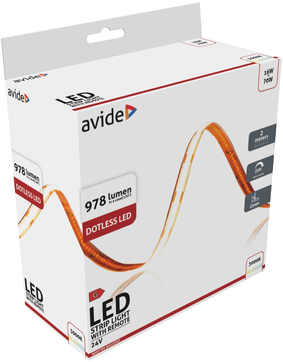 Avide LED Ταινία Blister RF 24V COB WW IP20 2m