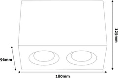 Avide GU10 Φωτιστικό Spot Τετράγωνο Λευκό Περιστρεφόμενο Διπλό