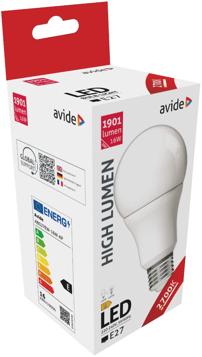 Avide Λάμπα LED Κοινή A70 16W E27 Θερμό 2700K High Lumen