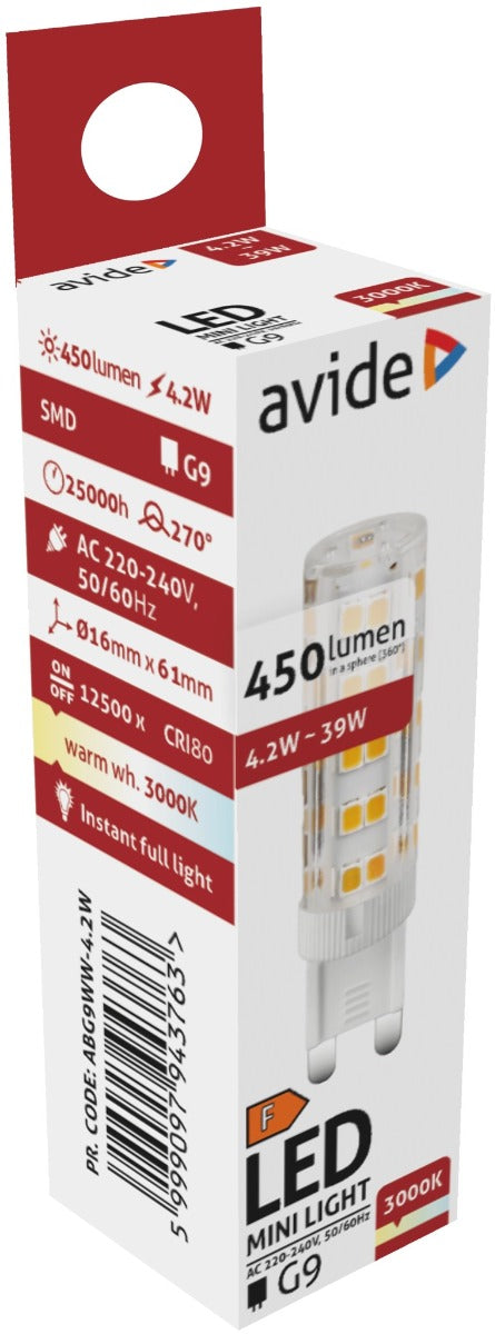 Avide Λάμπα LED G9 4.2W Θερμό 3000K