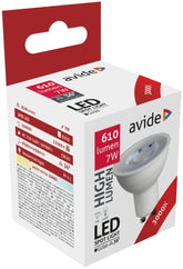 Avide Λάμπα LED Σποτ Αλουμίνιο + Πλαστικό 7W GU10 36° Θερμό 3000K Super High Lumen