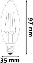 Avide Λάμπα LED Filament Κερί 4.9W E14 Θερμό 2700K Super High Lumen