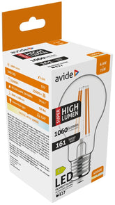 Avide Λάμπα LED Filament Globe 6.6W E27 A60 NW 4000K Super High Lumen