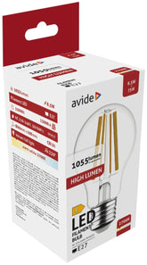 Avide Λάμπα LED Filament Κοινή 8.5W E27 Θερμό 2700K High Lumen